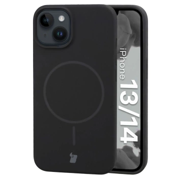 Silikonowe etui z pierścieniem magnetycznym Bizon Soft Case Magnetic do iPhone 14/13, czarne