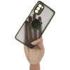 Etui z uchwytem na palec Bizon Case Hybrid Ring do Motorola Moto G52 / G82, przydymione z zieloną ramką