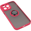 Etui z uchwytem na palec Bizon Case Hybrid Ring do iPhone 14 Pro Max, przydymione z czerwoną ramką