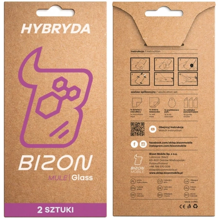 Elastyczne szkło hybrydowe Bizon Glass Mule Duo do iPhone 17, 2 sztuki