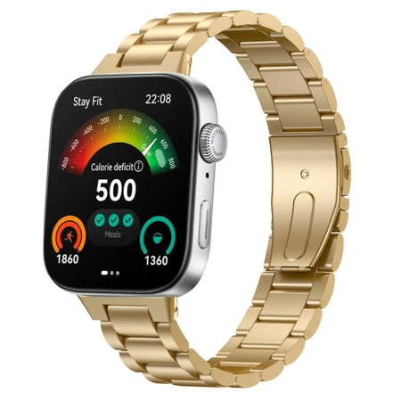 Pasek ze stali nierdzewnej Bizon Strap Watch Aura do Huawei Watch Fit 4 Pro/Fit 4/Fit 3, złoty
