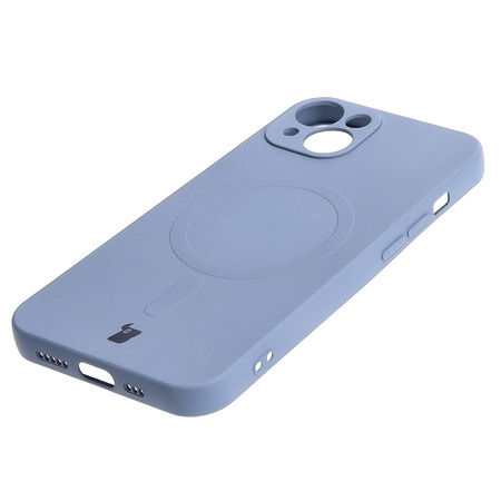 Etui silikonowe z pierścieniem magnetycznym Bizon Case Silicone Magnetic do iPhone 13, szare