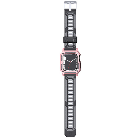 Etui z paskiem Bizon Strap + Case Watch Armor do Apple Watch 40 / 41mm, jasnoróżowe