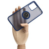 Etui z uchwytem na palec Bizon Case Hybrid Ring do Motorola Moto G13 / G23 / G53 5G, przydymione z granatową ramką