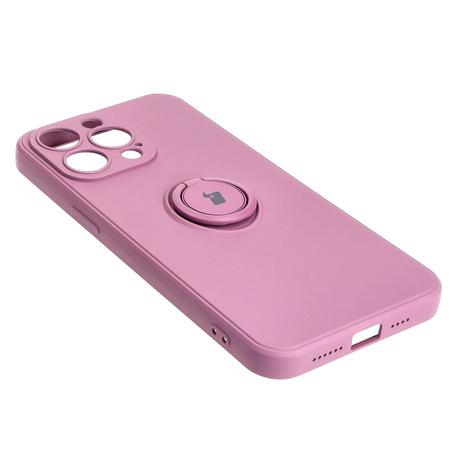 Etui Bizon Case Silicone Ring Sq do iPhone 15 Pro Max, ciemnofioletowe