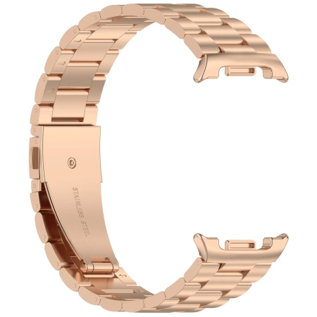 Pasek ze stali nierdzewnej Bizon Strap Watch Aura do Samsung Galaxy Watch 8 40 mm / 44 mm / 8 Classic 46 mm, różowozłoty
