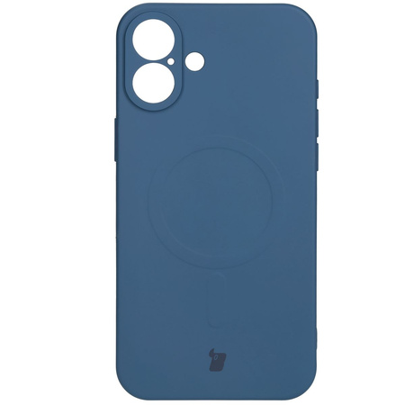 Silikonowe etui z pierścieniem magnetycznym Bizon Case Silicone Magnetic do iPhone 16, granatowe