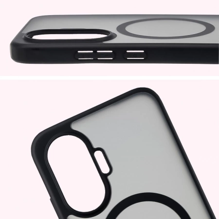 Etui z pierścieniem magnetycznym Bizon Case MatteO do Xiaomi POCO F7, przydymione-czarne