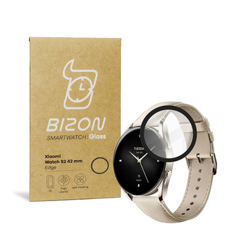 Szkło hartowane Bizon Glass Edge dla Xiaomi Watch S2 42 mm, czarne