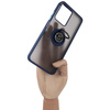Etui z uchwytem na palec Bizon Case Hybrid Ring do Realme C33 / C30 / Narzo 50i Prime, przydymione z granatową ramką
