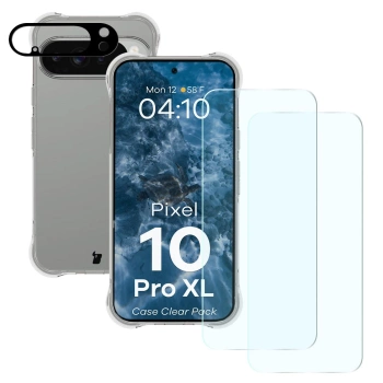Etui + 2x szkło hartowane + szkiełko na obiektyw Bizon Case Clear Pack do Google Pixel 10 Pro XL
