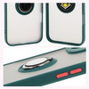 Etui z uchwytem na palec Bizon Case Hybrid Ring do iPhone 16 Plus, przydymione z ciemnozieloną ramką