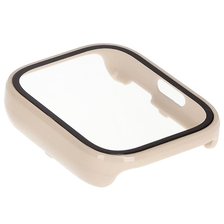 Etui ze szkłem do zegarka Bizon Case+Glass Watch do Xiaomi Redmi Watch 5 Active, beżowe