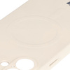 Silikonowe etui z pierścieniem magnetycznym Bizon Case Silicone Magnetic do iPhone 16 Plus, beżowe