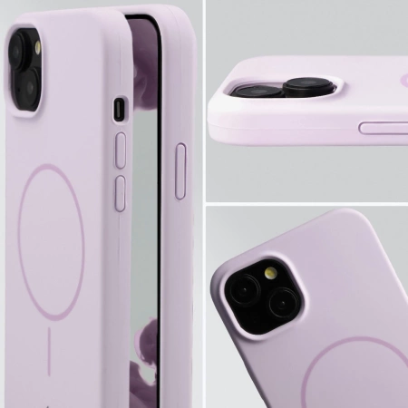 Silikonowe etui z pierścieniem magnetycznym Bizon Soft Case Magnetic do iPhone 15 Plus/14 Plus, jasnofioletowe