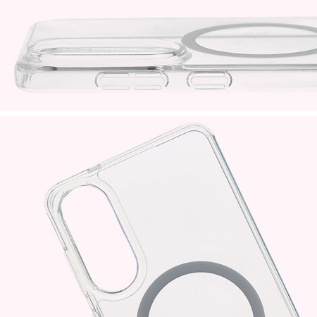 Etui z pierścieniem magnetycznym Bizon Case CrystalO do Galaxy S25 Edge, przezroczyste
