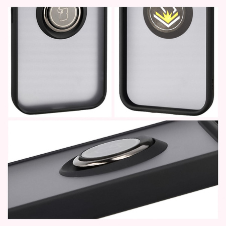 Etui z uchwytem na palec Bizon Case Hybrid Ring do Google Pixel 10 / 10 Pro, przydymione z czarną ramką