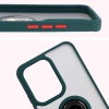 Etui z uchwytem na palec Bizon Case Hybrid Ring do Oppo Reno13 Pro, przydymione z ciemnozieloną ramką