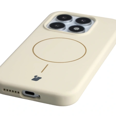 Silikonowe etui z pierścieniem magnetycznym Bizon Soft Case Magnetic do Xiaomi 17, écru