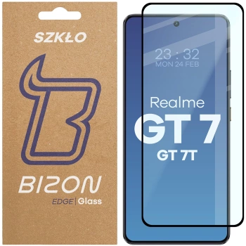 Szkło hartowane Bizon Glass Edge 2 do Realme GT 7 / 7T, czarna ramka