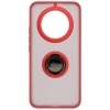 Etui z uchwytem na palec Bizon Case Hybrid Ring do Realme 14 Pro Plus 5G, przydymione z czerwoną ramką
