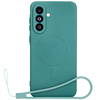 Silikonowe etui z pierścieniem magnetycznym Bizon Case Silicone Magnetic Sq do Galaxy A36 5G, ciemnozielone
