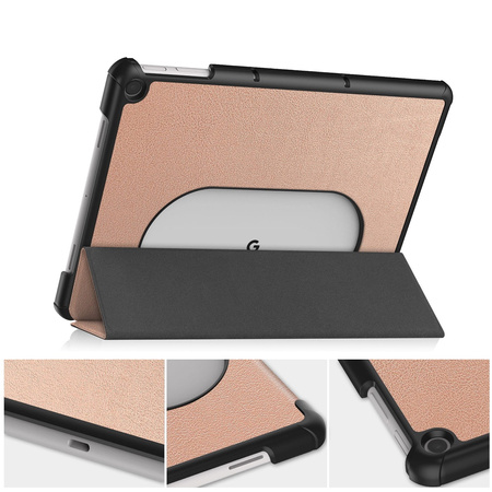 Etui Bizon Case Tab Croc do Google Pixel Tablet, różowozłote