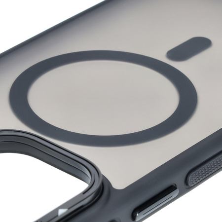 Etui z podstawką i pierścieniem magnetycznym Bizon Case Eclipse do iPhone 16 Pro Max,  przydymione z czarną ramką