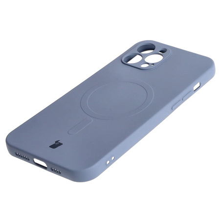 Etui silikonowe z pierścieniem magnetycznym Bizon Case Silicone Magnetic do iPhone 12 Pro Max, szare