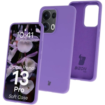 Silikonowe etui Bizon Soft Case do Oppo Reno13 Pro, fioletowe