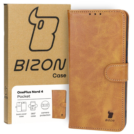 Etui z klapką Bizon Case Pocket do OnePlus Nord 4, brązowe