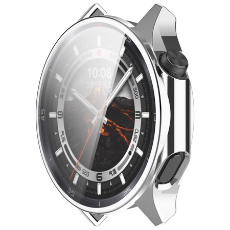 Etui z osłoną ekranu Bizon Case Watch Felipe do OnePlus Watch 3 / Oppo Watch X2, srebrne