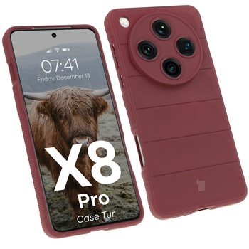 Pancerne etui Bizon Case Tur do Oppo Find X8 Pro, burgundowe