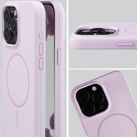 Silikonowe etui z pierścieniem magnetycznym Bizon Soft Case Magnetic do iPhone 15 Pro Max, jasnofioletowe