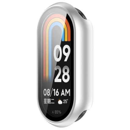 Etui ze szkłem do zegarka Bizon Case+Glass Watch do Xiaomi Smart Band 10, srebrne