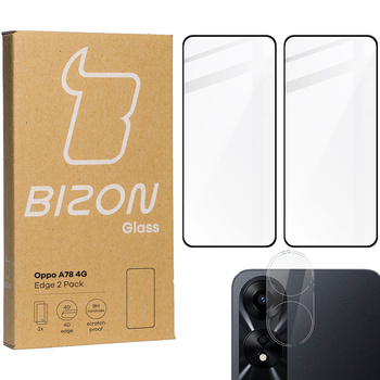 2x Szkło + szybka na aparat BIZON Edge 2 Pack  do Oppo A78 4G