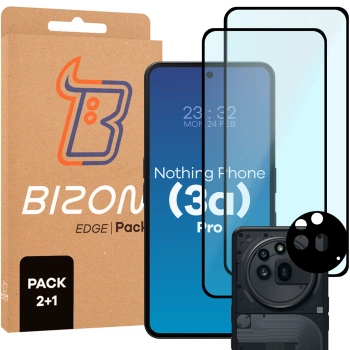 2x Szkło + szybka na aparat Bizon Edge 2 Pack do Nothing Phone (3a) Pro