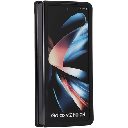 Etui z uchwytem na palec Bizon Case Hybrid Ring do Galaxy Z Fold4, przydymione z czarną ramką