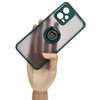 Etui z uchwytem na palec Bizon Case Hybrid Ring do Xiaomi Poco X5 / Redmi Note 12 5G, przydymione z ciemnozieloną ramką
