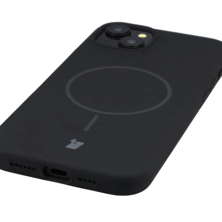 Silikonowe etui z pierścieniem magnetycznym Bizon Soft Case Magnetic do iPhone 15 Plus/14 Plus, czarne