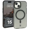 Etui z pierścieniem magnetycznym + szkło hartowane Bizon MatteO Pack do iPhone 15, przydymione-czarne
