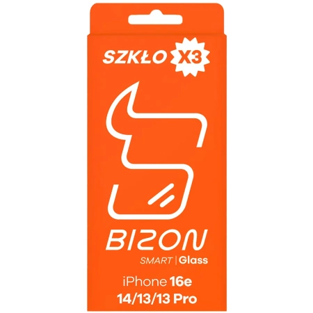 Szkło ochronne 2.5D Bizon Smart Glass do iPhone 16e / 14 / 13 Pro / 13, 3 sztuki