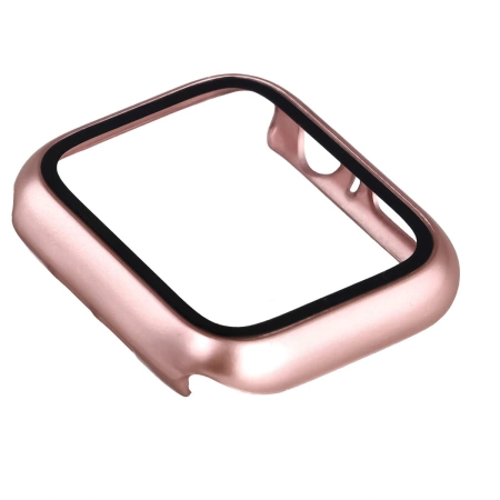 Etui ze szkłem do zegarka Bizon Case+Glass Watch do Apple Watch SE 3 / SE 2 / SE / 6 / 5 / 4 (44 mm), różowozłote