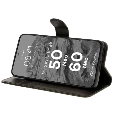 Etui z klapką Bizon Case Pocket do Motorola Edge 50 Neo/60 Neo, czarne