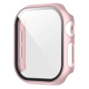 Etui ze szkłem do zegarka Bizon Case+Glass Watch do Apple Watch SE 3 / SE 2 / SE / 6 / 5 / 4 (44 mm), różowozłote
