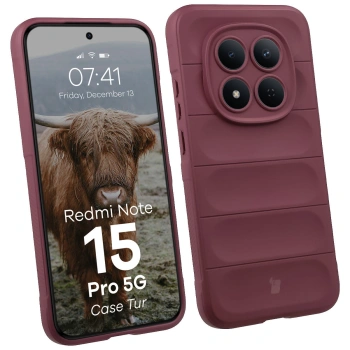 Pancerne etui Bizon Case Tur do Xiaomi Redmi Note 15 Pro 5G, burgundowe