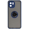 Etui z uchwytem na palec Bizon Case Hybrid Ring do Xiaomi Redmi A1, przydymione z granatową ramką