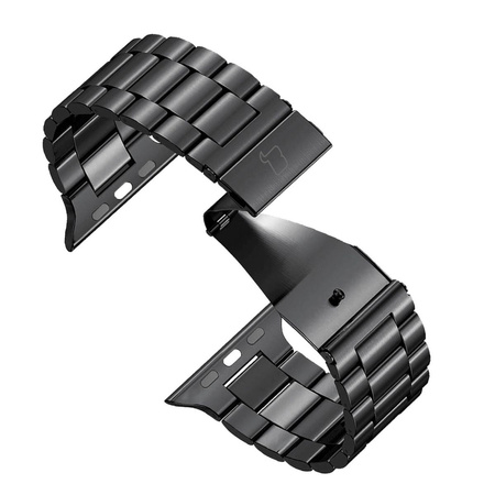 Pasek ze stali nierdzewnej Bizon Strap Watch Aura do Apple Watch 44/45/46/49 mm, czarny