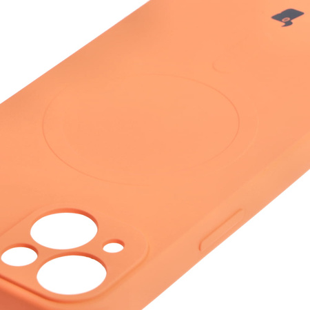 Etui silikonowe z pierścieniem magnetycznym Bizon Case Silicone Magnetic do iPhone 13, marchewkowe