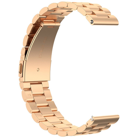 Pasek ze stali nierdzewnej do smartwatcha, Bizon Strap Watch Aura, Quick Release 22 mm, różowozłoty